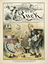 "La gallina de los huevos de oro", Puck, portada, 22 de agosto.