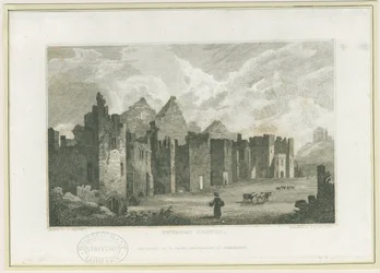 Castillo de Tutbury - Patio del Castillo: grabado