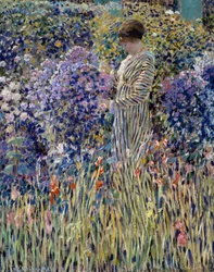 Mujer en el jardín, circa 1912, pintura de Frederick Carl Frieseke