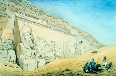 Estatuas de Ramsés II fuera de la entrada al templo principal en Abu Simbel, Egipto