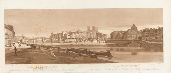 Vista del Pont Neuf, de parte del Louvre, de Notre-Dame y del Colegio de las Cuatro Naciones, 1803; lámina 7 de Vistas de París, calco de la lámina B1981.25.2616 del volumen Emanuel