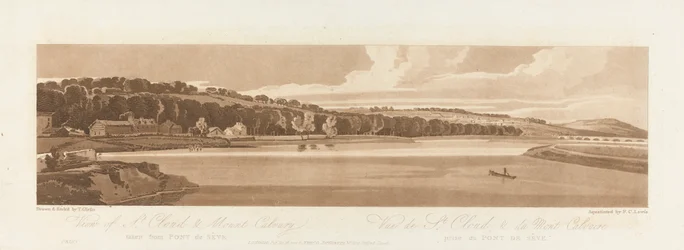 Vista de St. Cloud y del monte Calvario tomada desde Pont de Seve 1802; lámina 18 de Vistas en París, calco del volumen Emanuel de la lámina B1981.25.2627