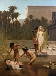 Moisés salvado de las aguas - El hallazgo de Moisés, por Frederick Goodall (1822-1904). Tamaño: 152,4 x 114