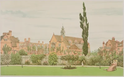 Iglesia y casa parroquial, Bedford Park, 1881