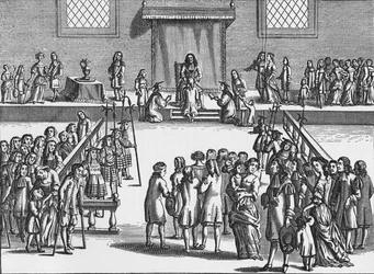Carlos II tocando a un paciente para el mal del rey, c. 1680