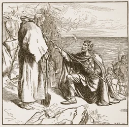 Egfrid suplicando a San Cuthbert, ilustración de 