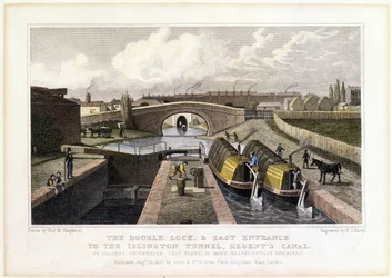 La Doble Cerradura y la Entrada Este al Túnel de Islington, Canal de Regents, 1827