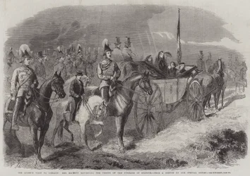 La visita de la Reina a Irlanda, Su Majestad revisando las tropas en el Curragh de Kildare