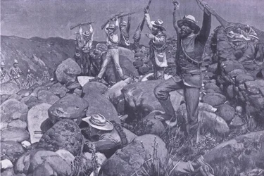 La rendición fingida que atrajo a los Liverpools a una posición desesperada, ilustración de Después de Pretoria: La Guerra de Guerrillas, 1902