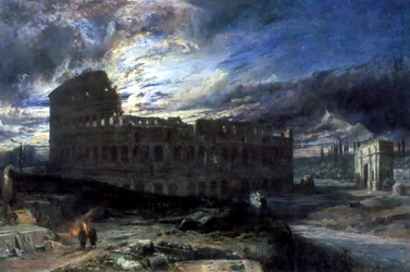 El Coliseo en Roma a la luz de la luna