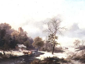 Viajeros en un paisaje invernal
