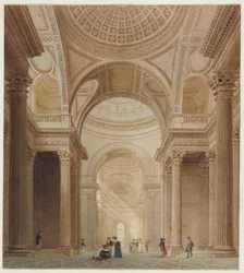 Interior del Panteón de París (acuarela sobre grafito)