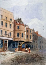 Vista de la casa de Oliver Cromwell, Clements Lane, Westminster, Londres, c. 1840