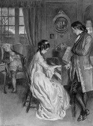 Una escena de Tom Jones de Henry Fielding (litografía)