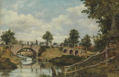 Un viejo puente en Hendon, Middlesex, ca. 1828