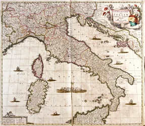 Mapa de Italia, Córcega y Cerdeña