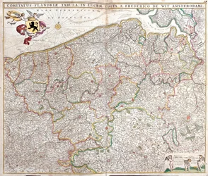 Mapa del Condado de Flandes (Francia y Bélgica)