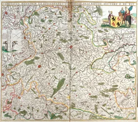 Mapa del Condado de Hainaut (Hainau) (Bélgica) y el Obispado de Cambresis (Francia)