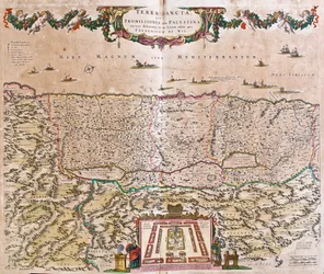 Mapa de Tierra Santa (Israel, Palestina) (aguafuerte)