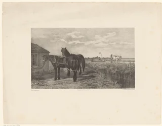 Dos caballos frente a un granero.