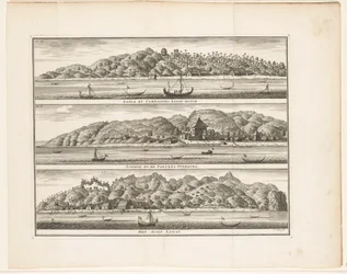Varios refuerzos VOC en Ceram Laäla de Compagnies Sagoe-bosch / Loehoe, and the Fortres Overburg / The village of Saway (título sobre el objeto)