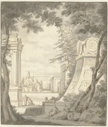 Paisaje de fantasía con arquitectura clasicista