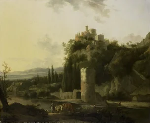 Paisaje de Italina con torre redonda