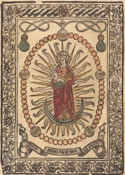 La Madonna y el Niño en un Rosario