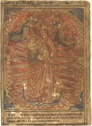 La Madonna y el Niño en un Rosario