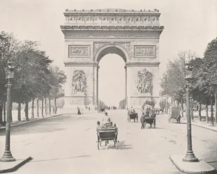 París: Arco de Triunfo, desde el Este (foto en blanco y negro)