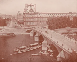París: El Puente Real y el Louvre (foto en blanco y negro)