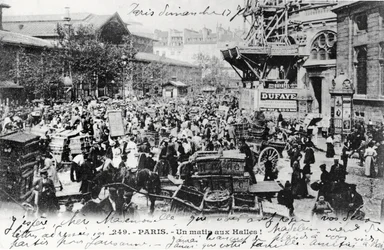Postal de Les Halles, París, antes de 1914