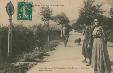 Recuerdo de la frontera franco-alemana. Postal enviada en 1913.
