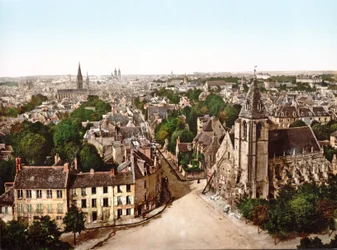 Vista de Caen con la Abadía Saint Etienne al fondo, 1890-1900