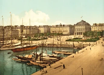 Vista de La Place Gambetta desde el muelle, Le Havre, pub. 1890-1900