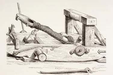 Mangonel del siglo XV, de Les Arts au Moyen Age, publicado en 1873