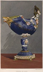 Copa en forma de góndola del siglo XVI incrustada con lapislázuli, montada en esmalte y plata dorada, ilustración del Dictionnaire de l