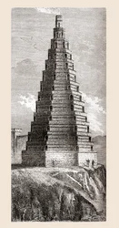 Una representación del siglo XIX de La Torre del Orden, destruida en 1644, Boulogne-sur-Mer, Francia, de 