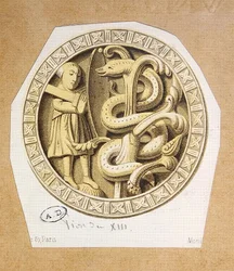 Pieza de juego de damas del siglo XIII