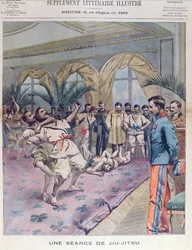Una sesión de jiu-jitsu en Francia, ilustración de Le Petit Parisien, 1905