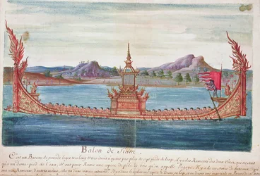 Un barco de desfile siamés, de una cuenta de los jesuitas en Siam, 1688