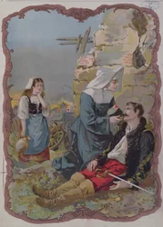 Una hermana ayudando a un soldado herido durante la Guerra de 1870, 1895