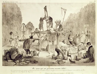 A ceux qui ses presentes verront, salut!, láminas 406 y 407, no.194, La Caricature, impreso por Delaunois