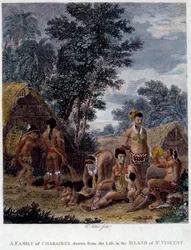 Una familia de indios Karibs de la isla de San Vicente en las Antillas Grabado del siglo XIX Museo de Bellas Artes de Chartres