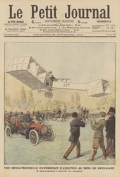 Un vuelo sensacional en el Bois de Boulogne, París (litografía en color)