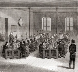 Una estación telegráfica en París, Francia c.1870, de Les Merveilles de la Science, publicado c.1870 (grabado)