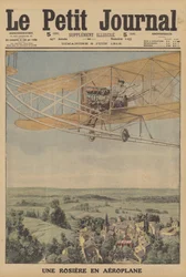 Una joven tomando un vuelo en un avión en Montferrand, Francia