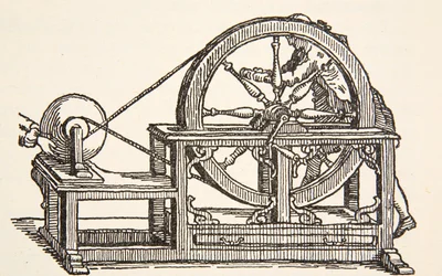 Máquina de electricidad de Abbe Nollet, 1746, copia de Boris Mestchersky (d.1957) ilustración de Histoire de la Nation Francaise, Sciences, Volúmenes I y II, por Gabriel Hanotaux (1853-1944), 1924