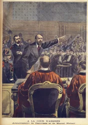 Absolución de Paul Déroulède y Marcel Habert en el Tribunal de lo Penal de París en “Le Petit Journal”, junio de 1899 (grabado)
