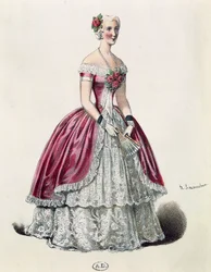 Actriz Eugenie Doche en el papel principal de La dama de las camelias, drama de Alexandre Dumas hijo, Francia